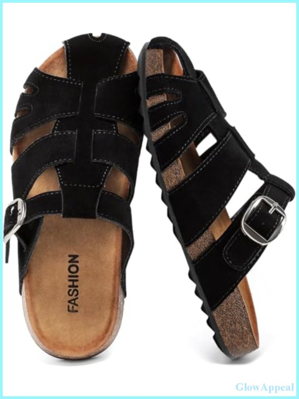 Women's Suede Fisherman Sandals Mules Cork Slides Comfortable